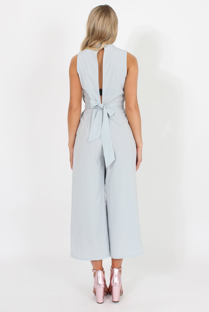 Blue High Neck Jumpsuit - Carla-Jumpsuits