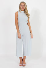 Blue High Neck Jumpsuit - Carla-Jumpsuits