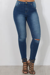 Blue High Waisted Super Skinny Jeans -Olivia-Jeans