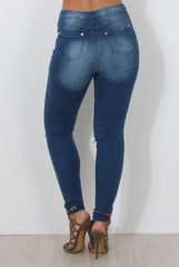 Blue High Waisted Super Skinny Jeans -Olivia-Jeans
