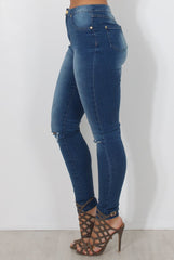 Blue High Waisted Super Skinny Jeans -Olivia-Jeans