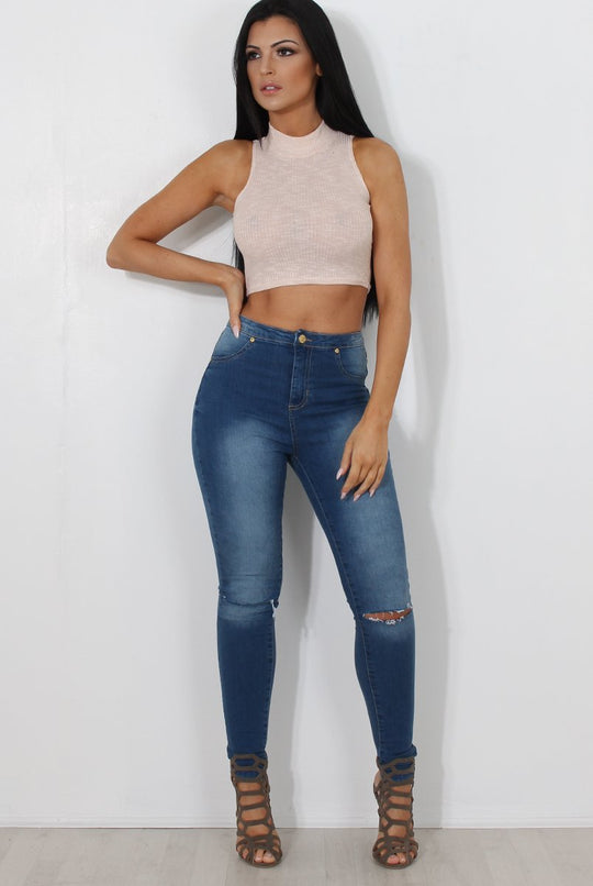 Blue High Waisted Super Skinny Jeans -Olivia
