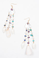 Blue Iridescent Shell Tier Drop Earrings - Aliaa-Jewellery