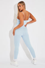 Blue Jersey Scoop Neck Jumpsuit - Kadia-Jumpsuits