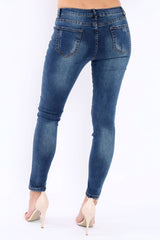 Blue Jewelled and Distressed Jeans - Kasi-Jeans