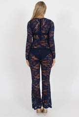 Blue Lace Jumpsuit - Ashanti-Jumpsuits