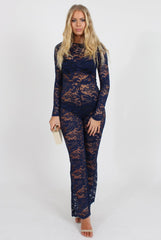 Blue Lace Jumpsuit - Ashanti-Jumpsuits