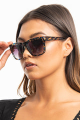 Blue Leopard Square Frame Oversized Sunglasses - Jazlen-Sunglasses