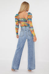Blue Mid Wash Wide Leg Jeans - Gemma-Jeans