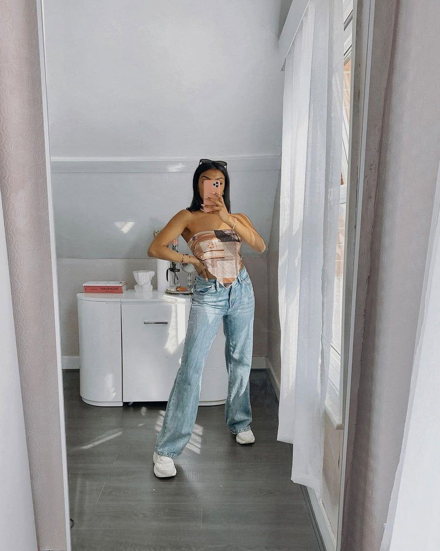 Blue Mid Wash Wide Leg Jeans - Gemma-Jeans