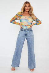 Blue Mid Wash Wide Leg Jeans - Gemma-Jeans