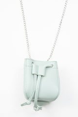 Blue Mint Faux Leather Mini Drawstring Bag - Cailey-Bags