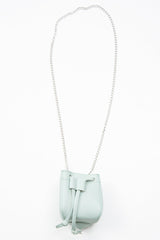 Blue Mint Faux Leather Mini Drawstring Bag - Cailey-Bags