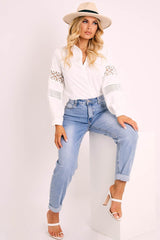 Blue Mom Fit Roll Hem Denim Jeans - Naomi-Jeans