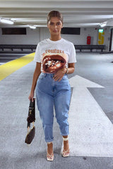 Blue Mom Fit Roll Hem Denim Jeans - Naomi-Jeans