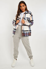Blue Nude Check Pocket Front Shacket - Misa-Shacket