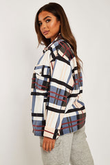 Blue Nude Check Pocket Front Shacket - Misa-Shacket