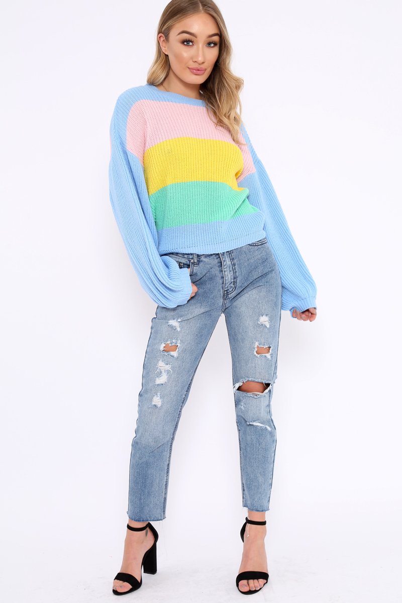 Blue Nude and Yellow Striped Jumper - Ammie-Jumper