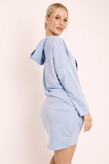 Blue Oversized Hoodie Jumper Dress - Mariah-Dresses