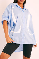 Blue Oversized LO VE Shirt - Harmony-Shirts