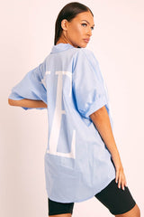 Blue Oversized LO VE Shirt - Harmony-Shirts