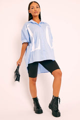 Blue Oversized LO VE Shirt - Harmony-Shirts