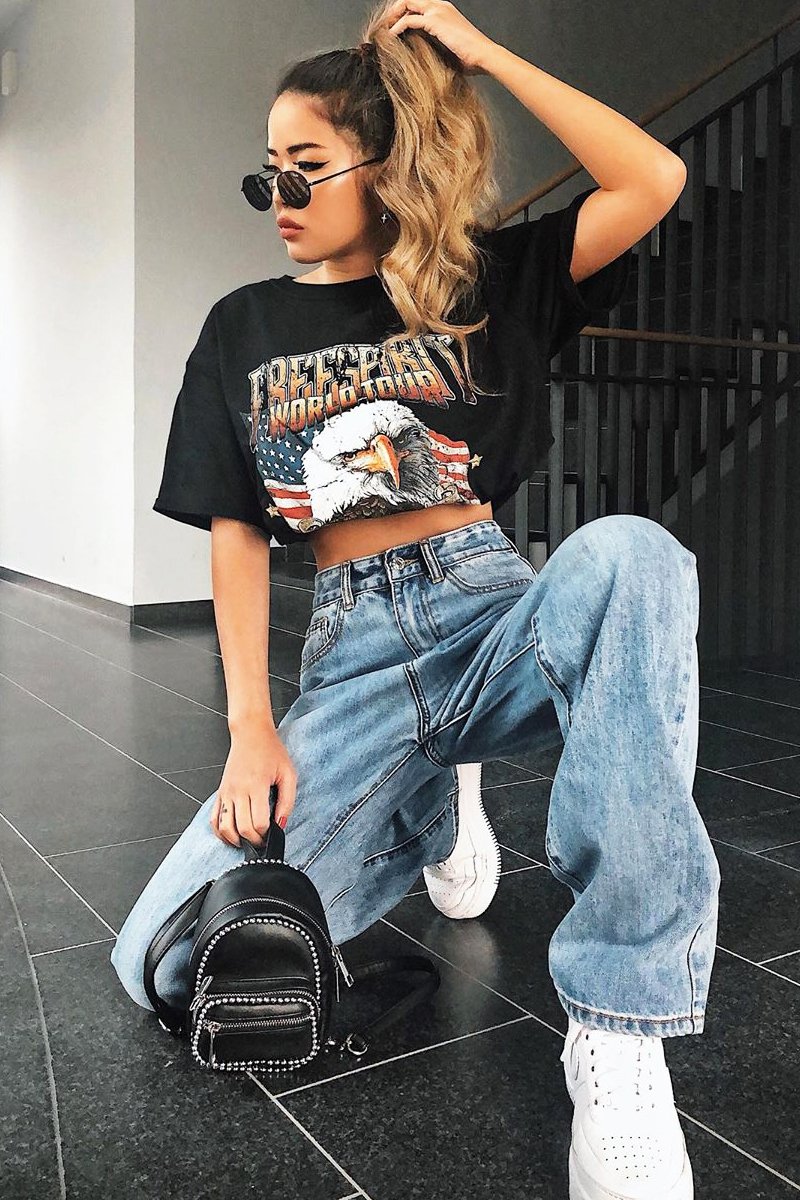 Blue Oversized Mom Jeans - Hannie-Jeans