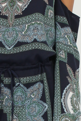 Blue Paisley Off The Shoulder Playsuit - Chelsey-Playsuits