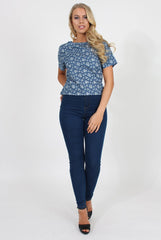 Blue Paisley Print Top - Matilda-Tops
