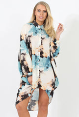 Blue Pattern Batwing Shirt - Annabelle-Dresses