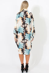 Blue Pattern Batwing Shirt - Annabelle-Dresses