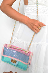 Blue Pink And Green Clear Handbag - Carlin-Bags