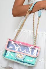 Blue Pink And Green Clear Handbag - Carlin-Bags