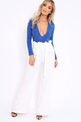 Blue Plunge Bodysuit - Betty-Bodysuits