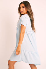 Blue Plunge Smock Dress - Cambriella-Dresses