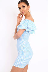 Blue Polka Dot Frill Dress - Halynn-Dresses