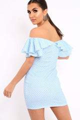 Blue Polka Dot Frill Dress - Halynn-Dresses