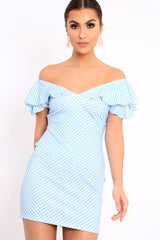 Blue Polka Dot Frill Dress - Halynn-Dresses