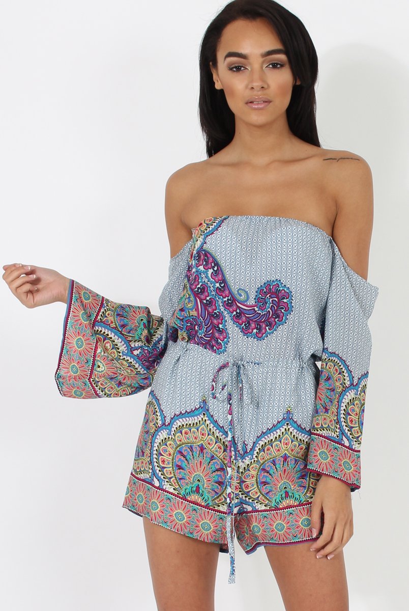 Blue Print Bardot Playsuit - Faith-Playsuits