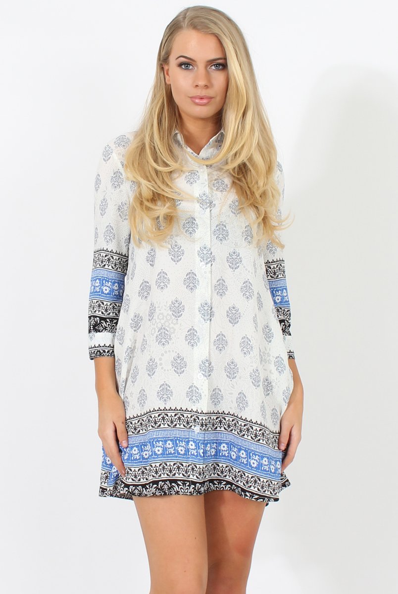 Blue Print Shirt - Tegan-T-shirt