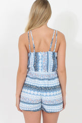 Blue Print Tassel Detail Playsuit - Athea-Playsuits