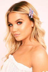 Blue Purple Resin Crocodile Pack of 2 Barrettes - Claribel-Hair