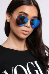 Blue Reflective Aviator Sunglasses - Rhio-Sunglasses