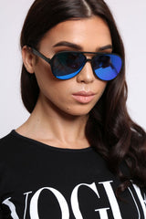 Blue Reflective Lens Aviator Sunglasses - Hari-Sunglasses