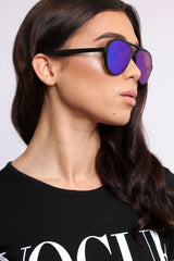 Blue Reflective Lens Aviator Sunglasses - Hari-Sunglasses