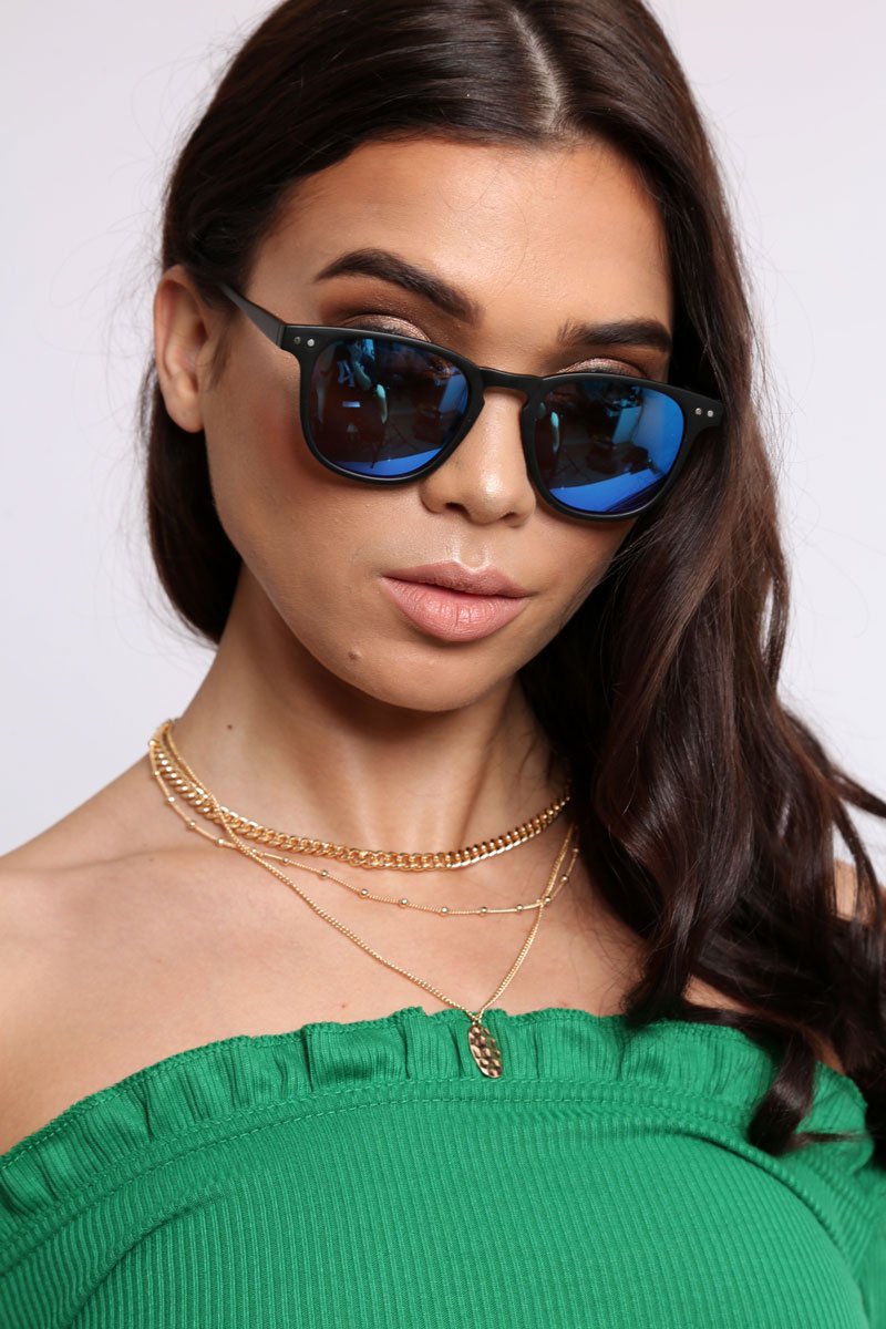 Blue Reflective Wayfarer Sunglasses - Carsen-Sunglasses