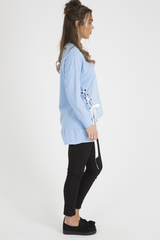 Blue Ribbon Lace Up Dipped Hem Jumper - Wilma-Jumper