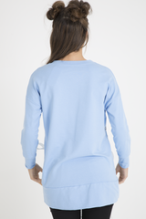 Blue Ribbon Lace Up Dipped Hem Jumper - Wilma-Jumper