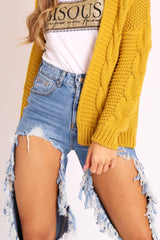 Blue Ripped Cut Out Mom Jeans - Almer-Jeans