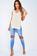 Blue Ripped Knee Skinny Jeans - Chanelle-Jeans